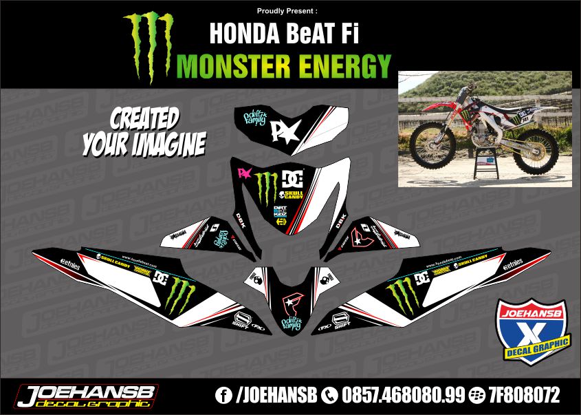 Modifikasi Stiker Honda BeAt fi – Monster Energy 