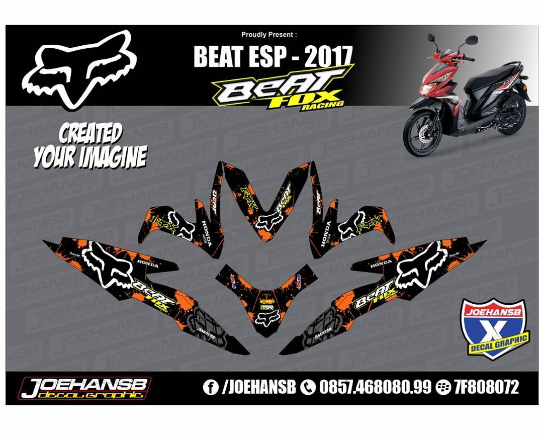 Modifikasi Striping Honda Beat Esp FOX Black Striping Stickers