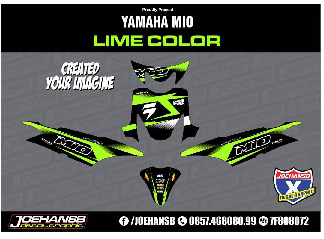 Yamaha MIO SPORTY Green Force Lime Color Striping Stickers