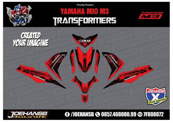 Mio M3 Z Transformers Red Striping Stickers Decals Joehansb