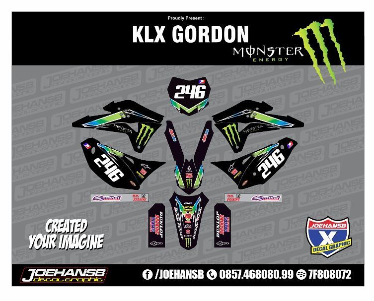  Modifikasi  Striping motor Klx Gordon Monster Energy Order 