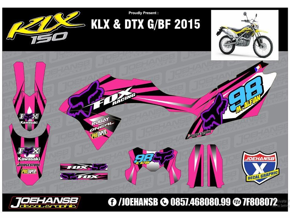 Modifikasi Striping motor Trail FOX Pink Kawasaki Klx dtx 