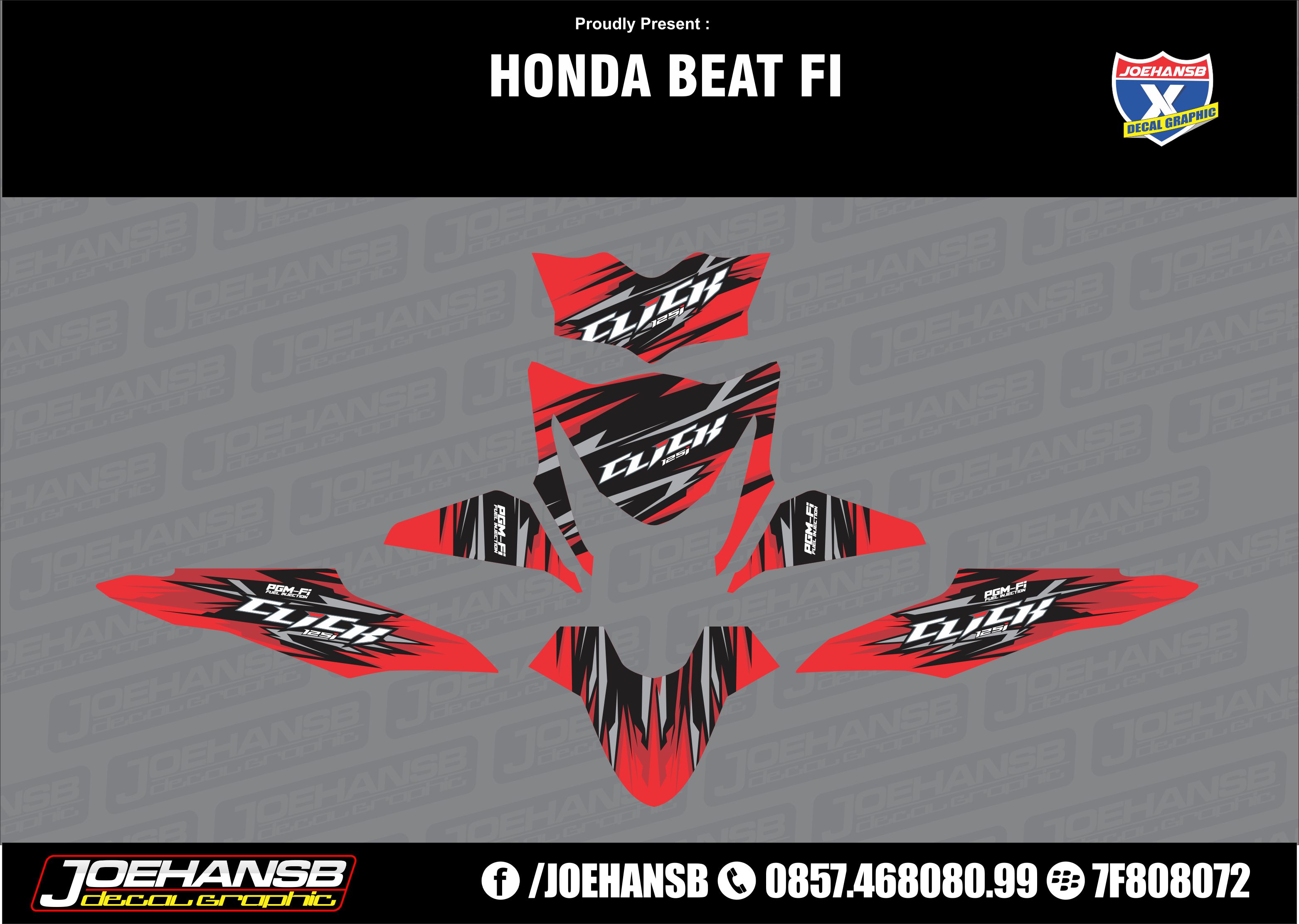 Sticker Decal Full Honda Beat Fi Motif Click 11 Red To Black